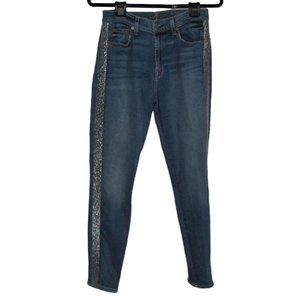 Womens' 7 For All Mankind High Waist Ankle Skinny Silver Stripe Jeans Size 28